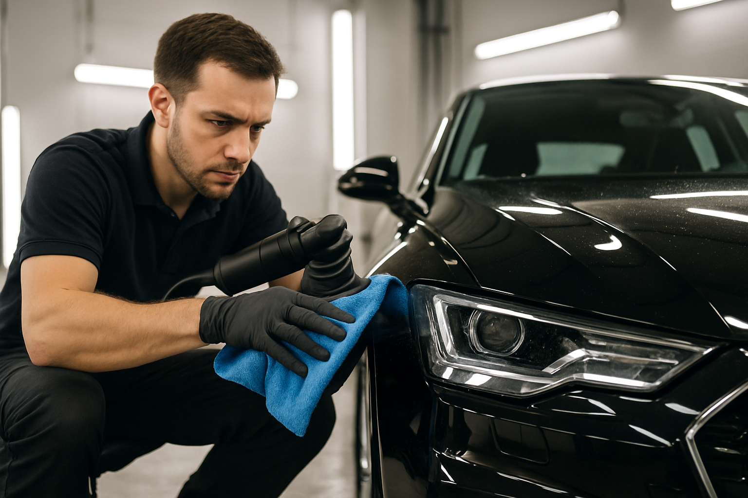 Professional car detailing in progress